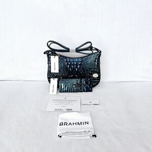 NWT Brahmin BLUE PATINA Shayna w/Credit Card Wallet